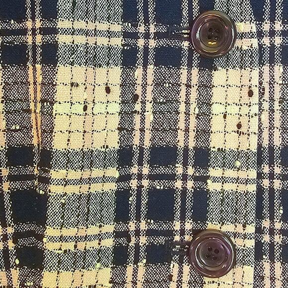 Pendleton Vintage Petite Pink & Navy Tweed Plaid Wool Academia Blazer Jacket - Picture 3 of 4